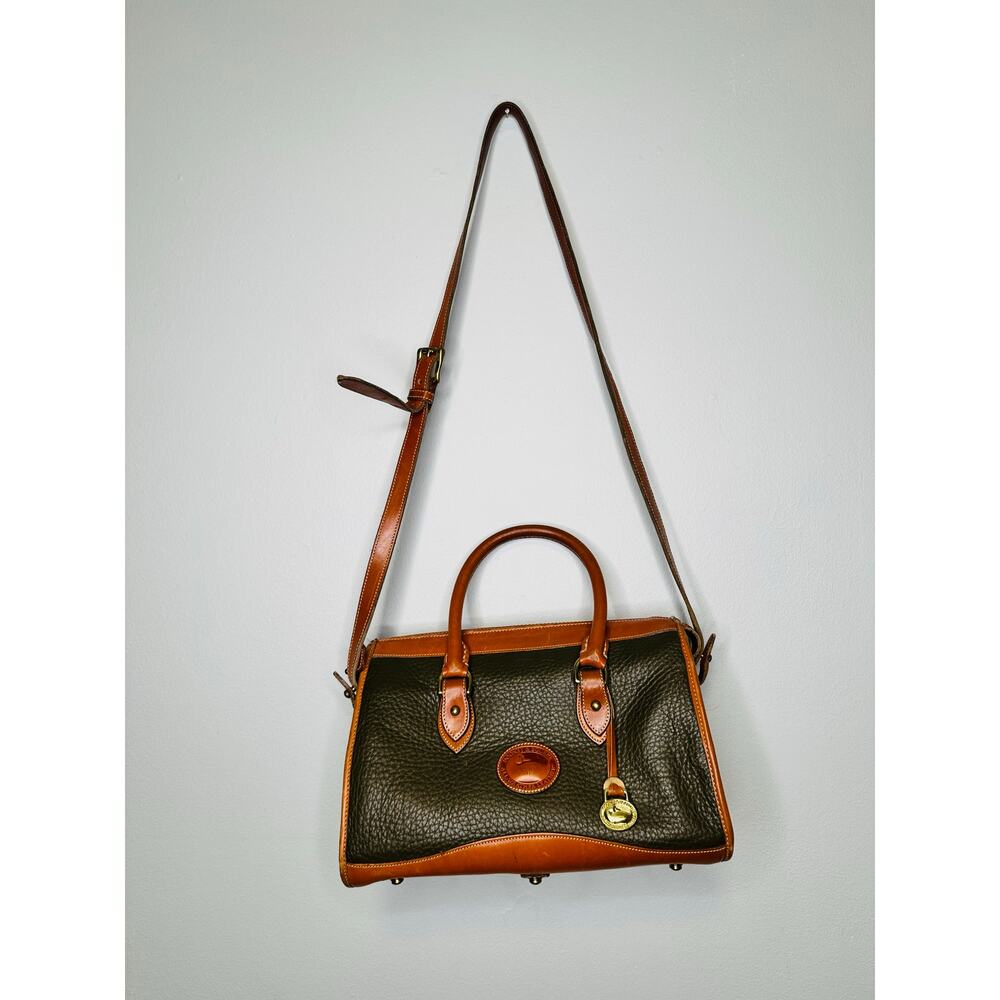 DOONEY & BOURKE Vintage 90s Olive Green Leather Top Handles Crossbody Handbag